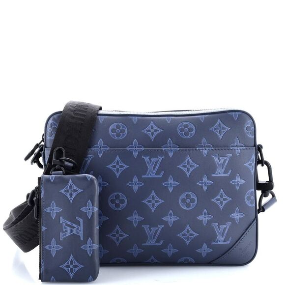 Louis Vuitton Duo Messenger Bag Monogram Shadow Leather Blue - Picture 1 of 7